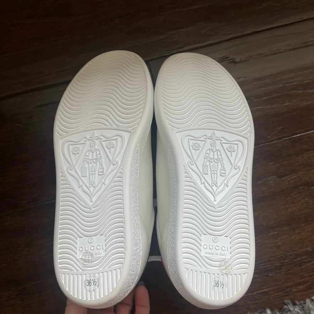Brand New Gucci Ace Sneakers Green Red Logo GG White Womens Size 36.5 - Picture 10 of 12